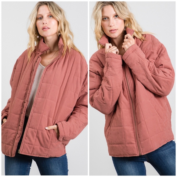 JODIFL Vintage Mauve Oversized Quilted Puffer Jacket - Picture 6 of 8